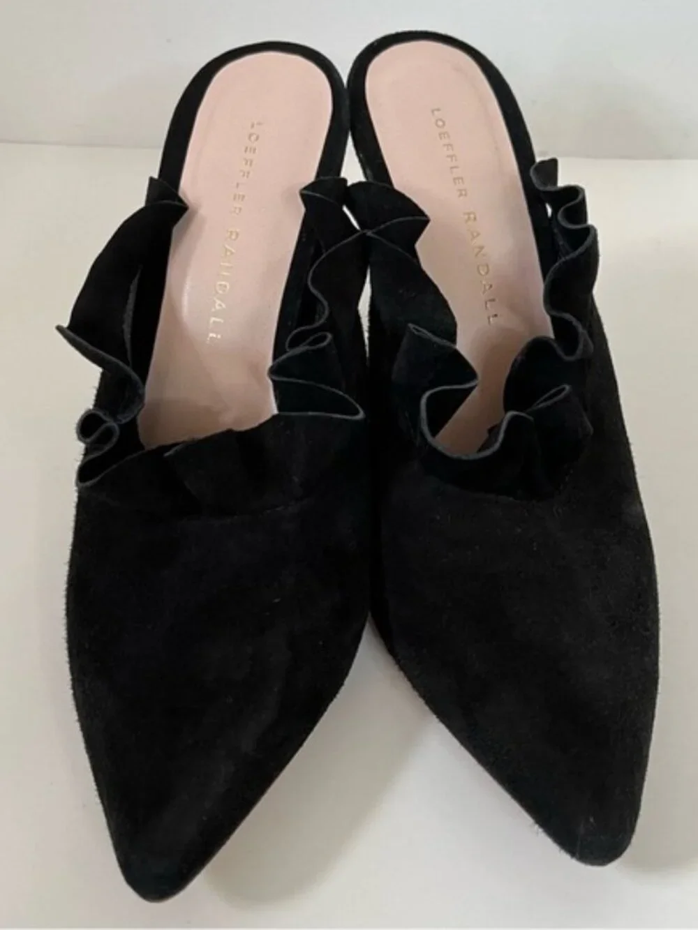 LOEFFLER RANDALL | Langley Black Ruffle Mules Heels (size 9) - Picture 3 of 8